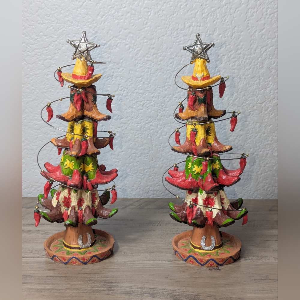 Country Western Cowboy Boots 3D Sculpted Christmas Trees